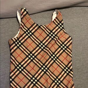 Burberry Kids Swim One Piece - Tan and Black Check